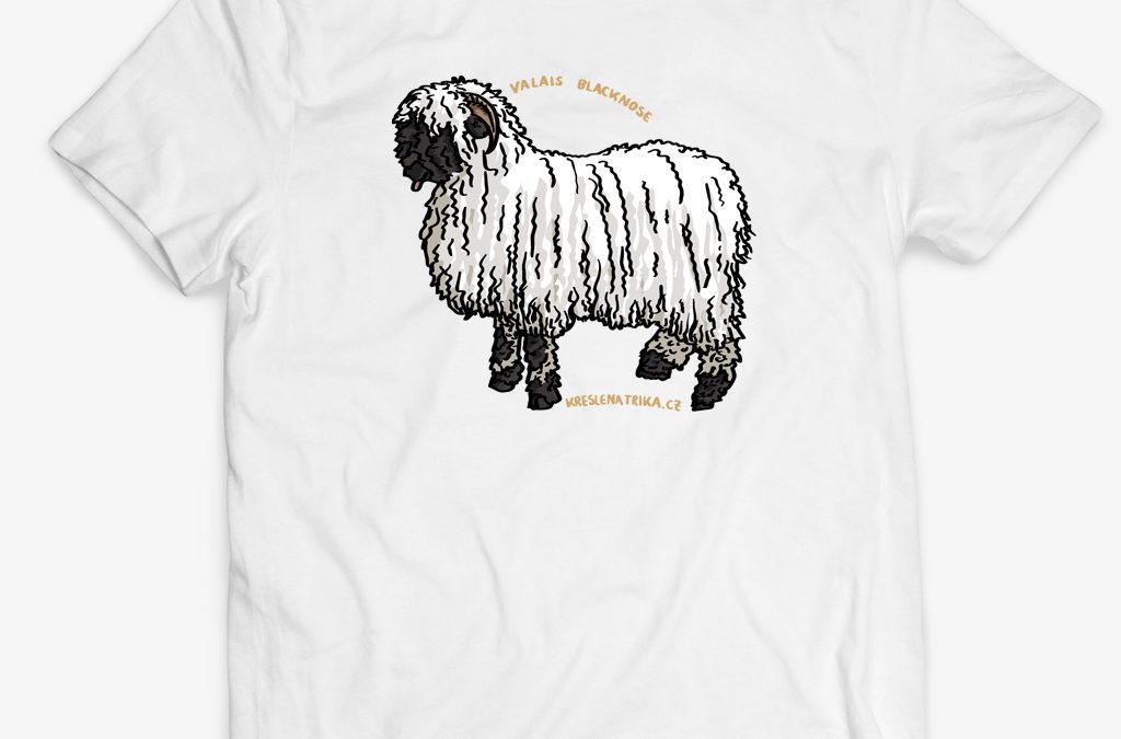 Pánské tričko s potiskem: Valais Blacknose Sheep – Walliserská černonosá ovce