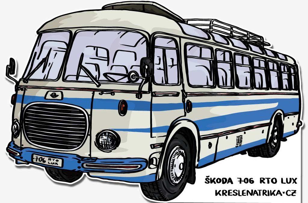 Neprůhledná samolepka dálkový autobus: Škoda 706 RTO LUX
