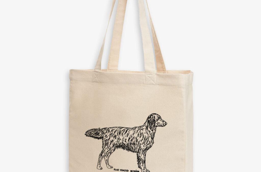 Látková nákupní taška přes rameno – Flat coated retriever