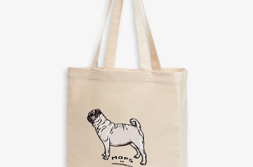 Mops na látkové tašce