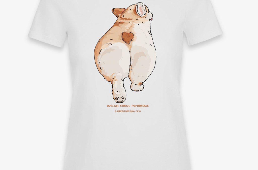 Rozverný zadeček Welsh Corgi Pembroke – dámské tričko