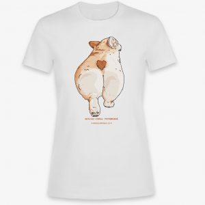 Bílé psí tričko s rozverným Corgi zadečkem "Corgi butt"