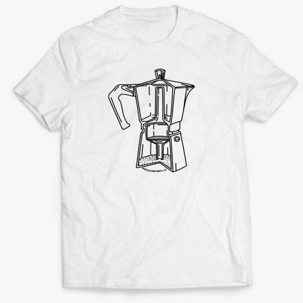 Klasické bílé tričko pro milovníka kávy - Moka konvička