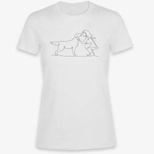 Dámské bílé tričko se psem LADY s paničkou pomáhá
