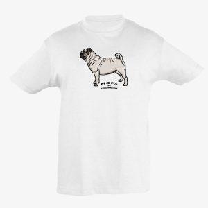Bílé dětské tričko se psem: mops