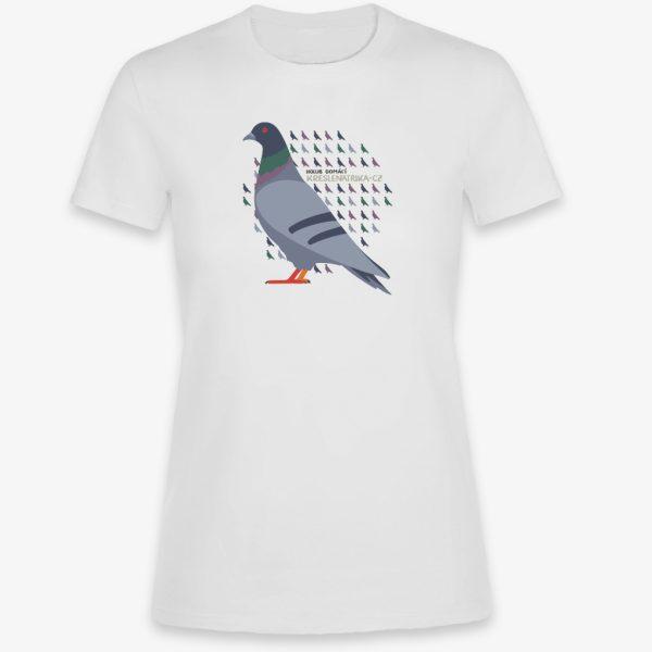 Bílé dámské tričko s holubem domácím