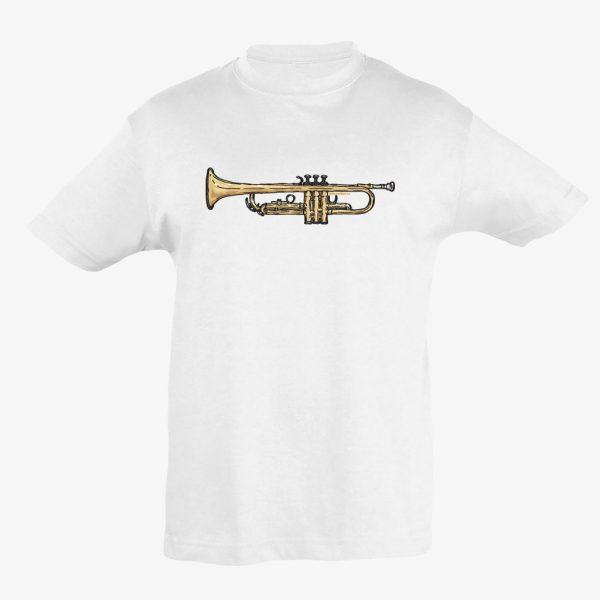 Bílé dětské tričko trumpeta