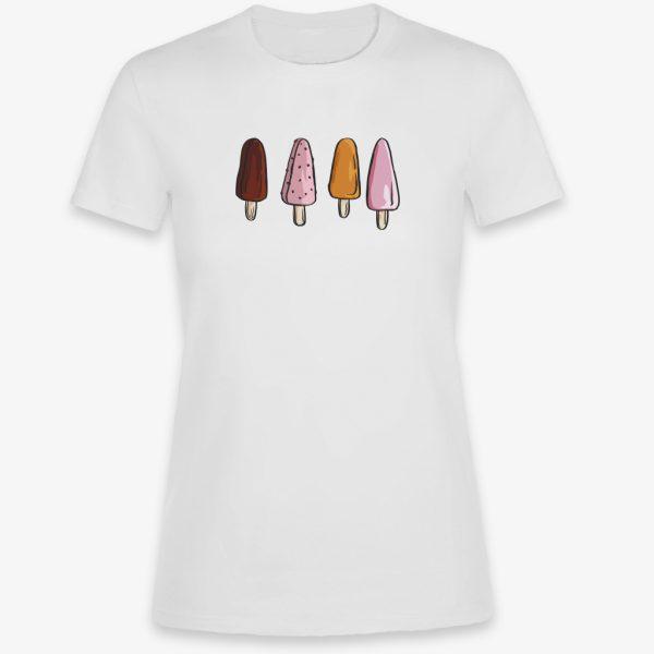 Bílé dámské tričko se zmrzlinou / nanukem