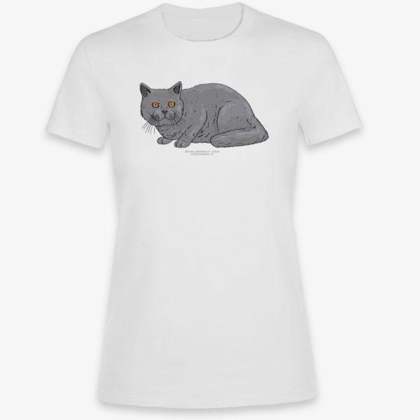Bílé dámské tričko: britská krátkosrstá kočka