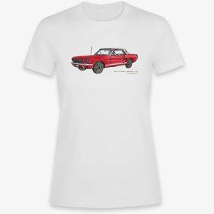 Klasické bílé dámské triko Ford Mustang Convertible 1965
