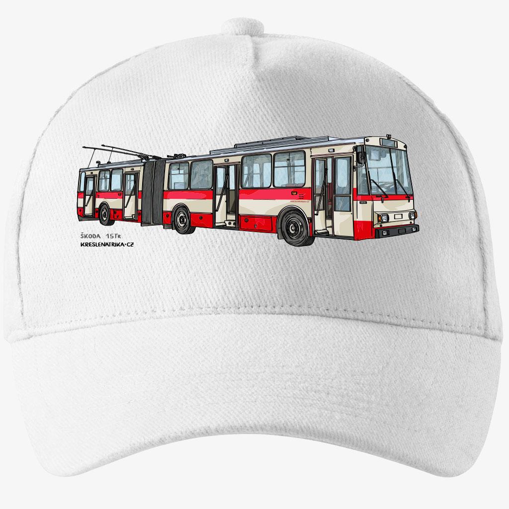 Bílá kšiltovka Škoda trolejbus 15Tr