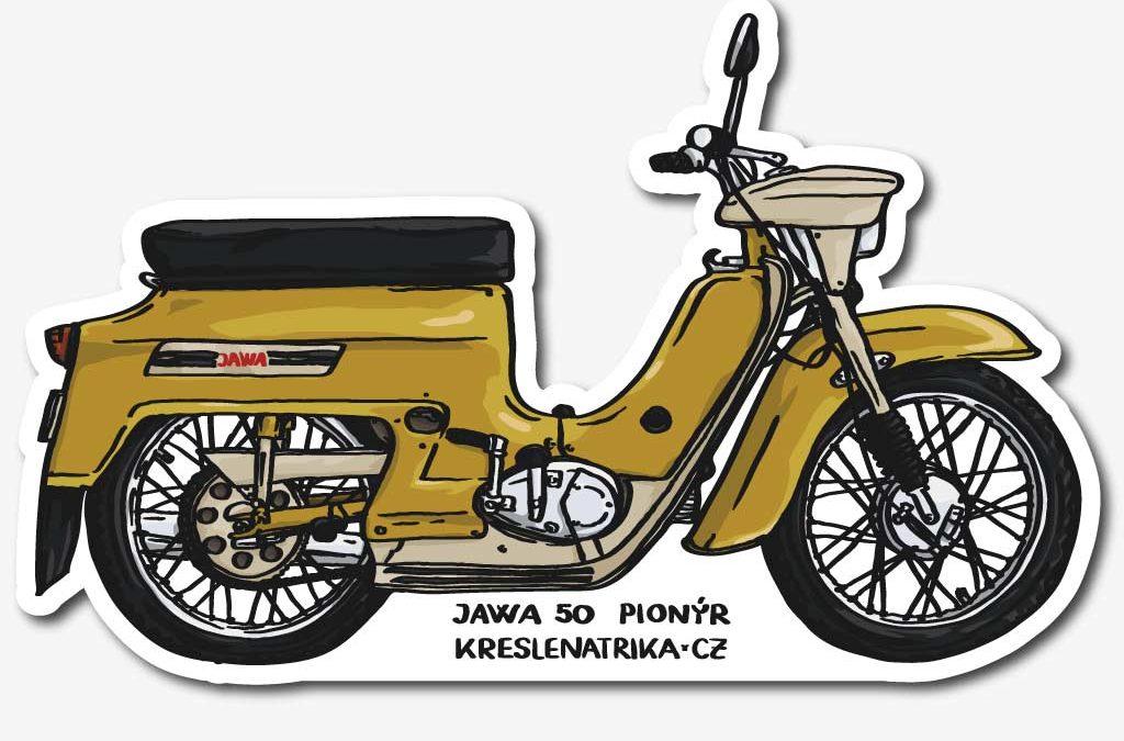 Samolepka Jawa 50 Pionýr – kari žlutá