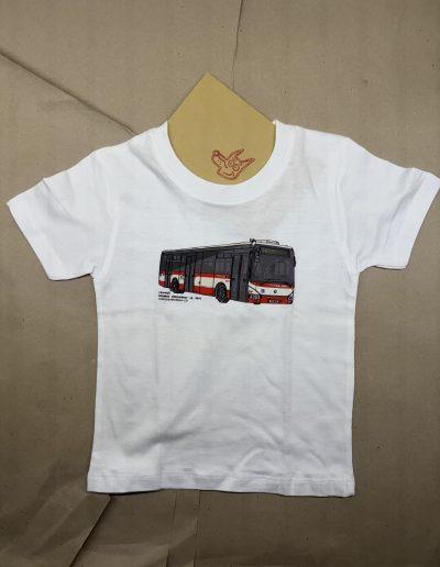 Bílé dětské tričko autobus