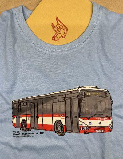 Dětské světle modré tričko (barva modrá obloha). Moje kresba autobusu Irisbus Crossway LE 12M