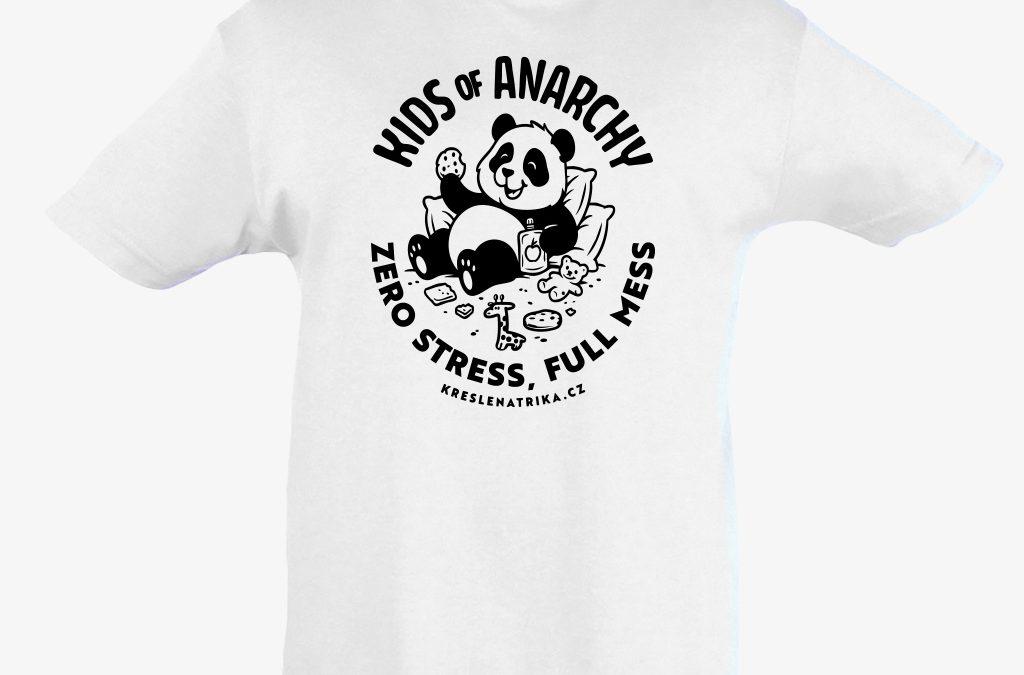 Dětské tričko s pandou – Kids of Anarchy: Zero stress, full mess