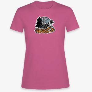 Dámské tričko růžová orchidej s border kolií v lese – jemné, ale silné