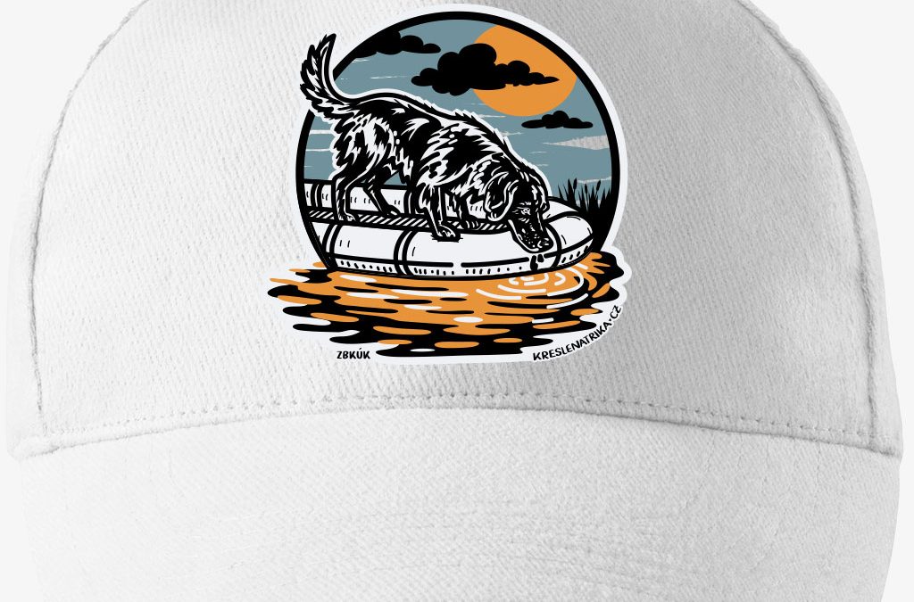 Kšiltovka flat coated retrívr – vyhledávání na vodě