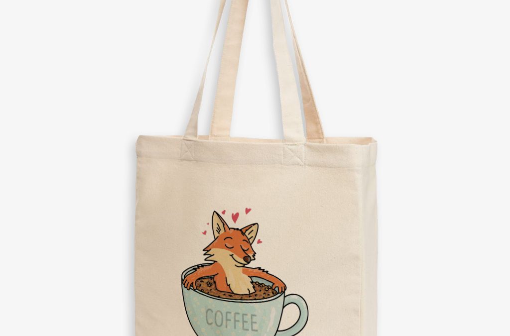 Plátěná taška liška v kávě