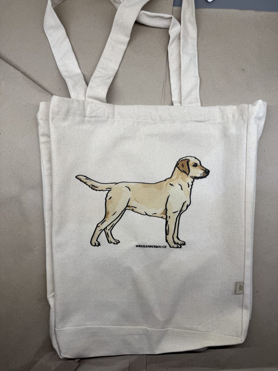 Moje kresba labradora na odolné nákupní tašce přes rameno